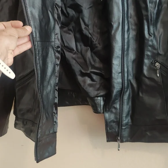 Jessica London Black Studded Leather Jacket Woman's Size 24 - Picture 5 of 9